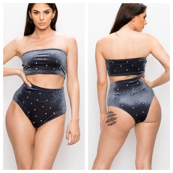 Star Studded Velvet Set (BOTTOMS) - Picture 2 of 7